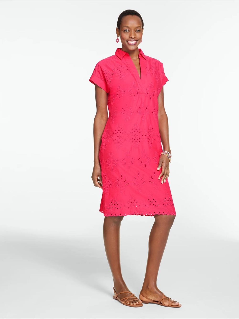 TALBOTS SEA BREEZE EYELET SHIFT DRESS
